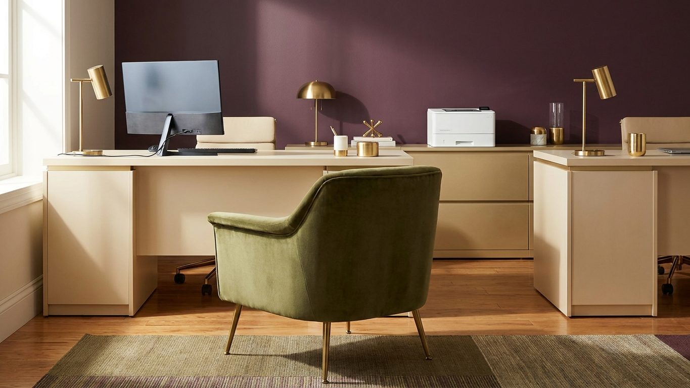 A small professional office with two workstations